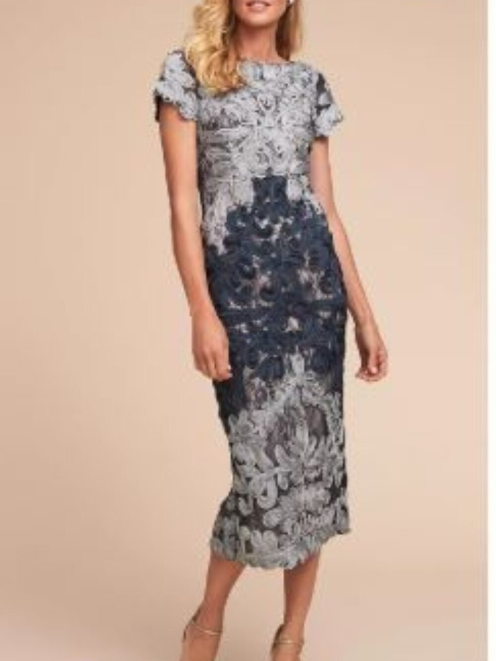 JS Collection BHLDN Anthropologie Santiago Dress XS 0 Midi Lace Cocktail Wedding - Picture 2 of 14